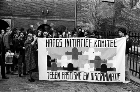 Protest tegen facistische en discriminaire partijen op het Binnenhof die niet me, Bestanddeelnr 932-1053