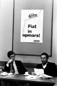 Protestverg. door i.v.m. dreigende overname van bedrijf door Fiat Turijn, person, Bestanddeelnr 931-4668