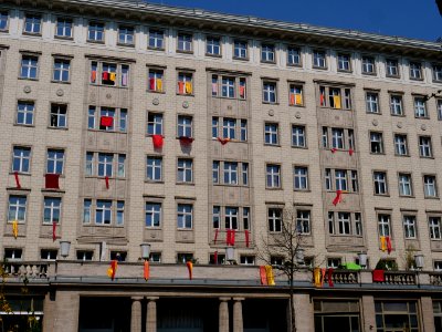 Protest banner at the Karl-Marx-Allee during Mietenwahnsinn demonstration 06-04-2019 06