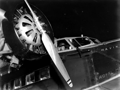 Propeller van het KLM postvliegtiuig Havik op Schiphol, Bestanddeelnr 189-0833