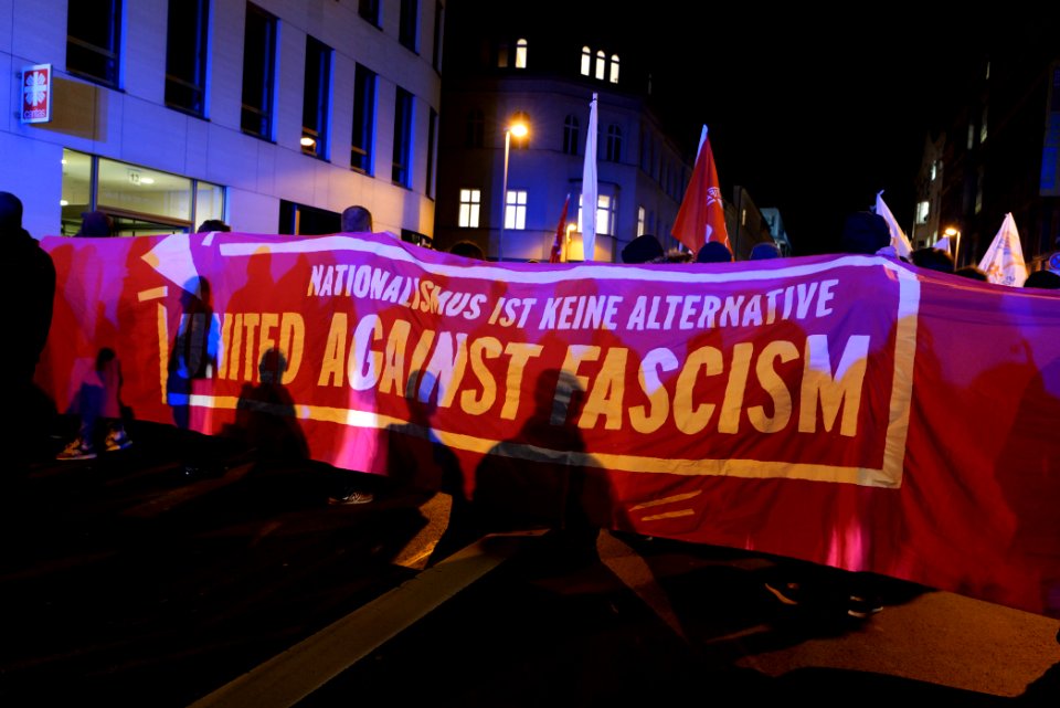 Protest in front of FDP headquarter after Thuringia prime minister election 2020-02-05 22