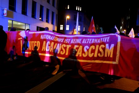 Protest in front of FDP headquarter after Thuringia prime minister election 2020-02-05 22
