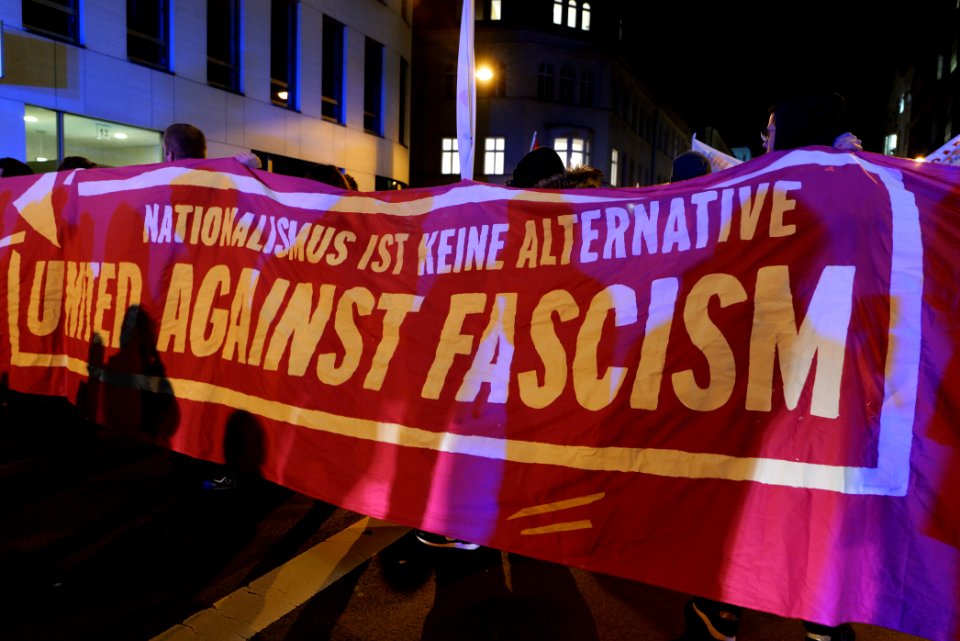 Protest in front of FDP headquarter after Thuringia prime minister election 2020-02-05 21
