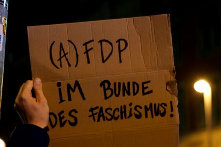 Protest in front of FDP headquarter after Thuringia prime minister election 2020-02-05 42