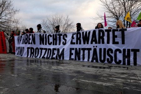 Protest during German government decision about the coal power usage at the chancellery 2020-01-29 14