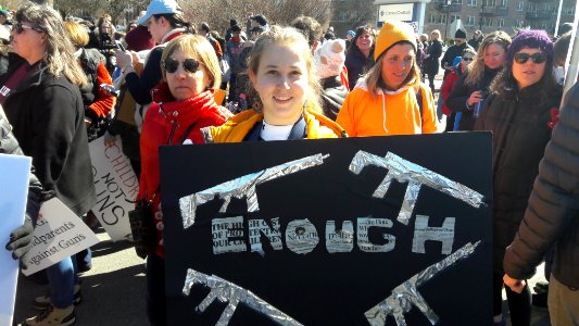 Protesters with signs at the Morristown New Jersey student protest March 24 2018 12 of 15