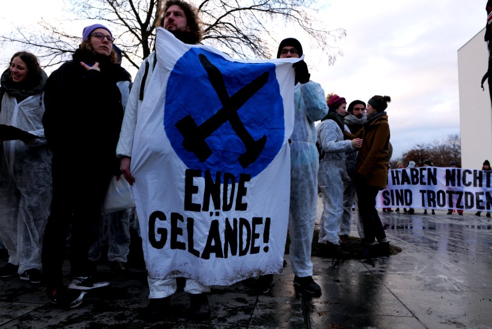 Protest during German government decision about the coal power usage at the chancellery 2020-01-29 10