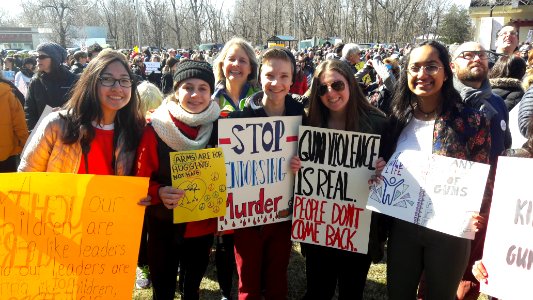 Protesters with signs at the Morristown New Jersey student protest March 24 2018 8 of 15