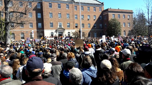 Protesters listening to speeches at the Morristown New Jersey student protest March 24 2018 15 of 15