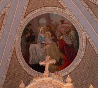 Raeville St. Bonaventure mural above high altar