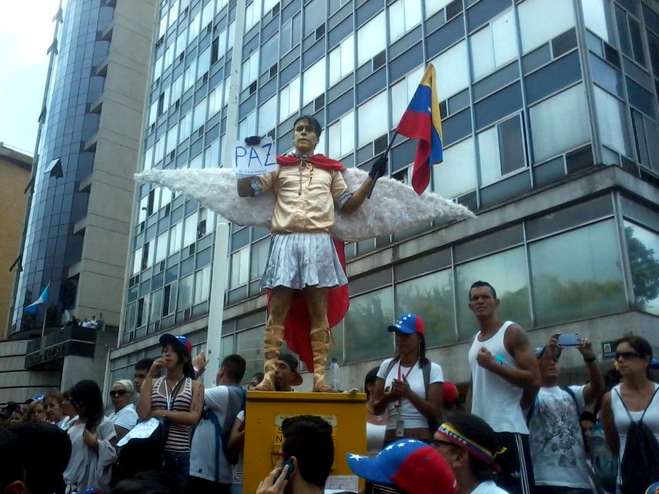 Protester with Peace Sign
