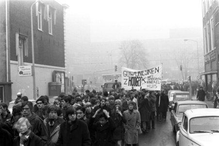 Protestmars van duizenden scholieren en studenten voor hulp aan Biafra, Den Haag, Bestanddeelnr 923-1641