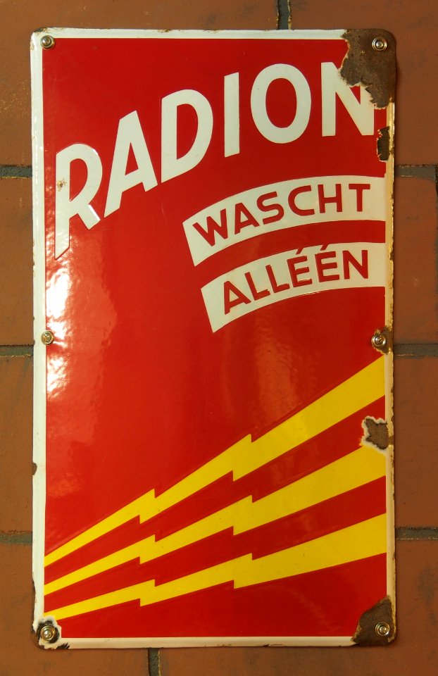 Radion Wascht Aléén, emaille reklamebord