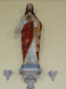 Raffetot (Seine-Mar.) église, statue 01 Sacré Coeur de Jésus Christ