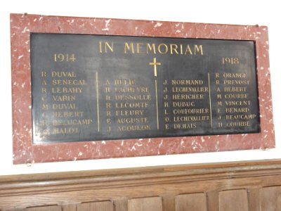 Raffetot (Seine-Mar.) église, plaque monument aux morts