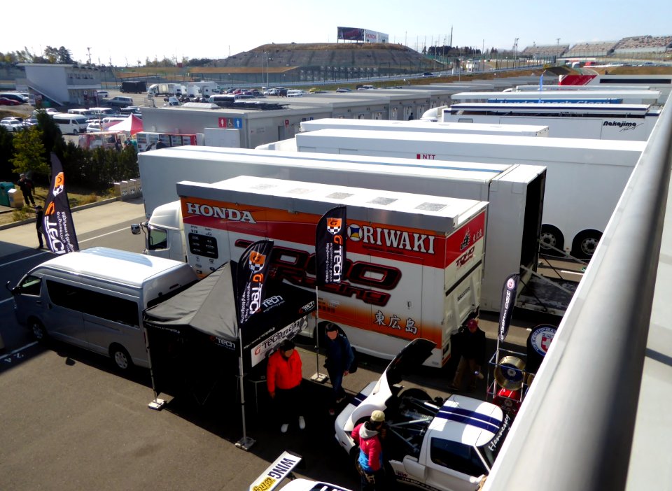 Racing automobile transport trucks at Suzuka Fan Thanksgiving Day 2015 (2)
