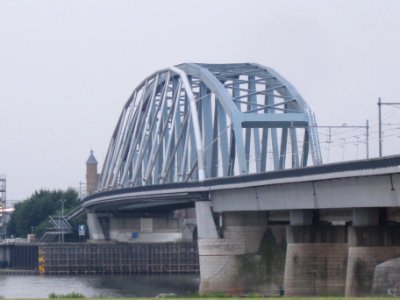 Railwaybridge with bikeway, Nijmegen, The Netherlands