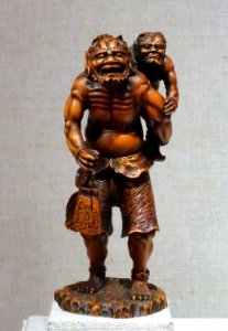 Raiden and Son, okimono by Kogetsu, Japan, 1868-1912 AD, boxwood - Spurlock Museum, UIUC - DSC06037