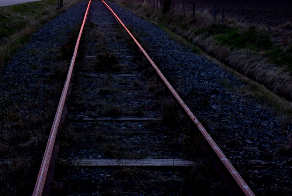 Railway tracks at sunset