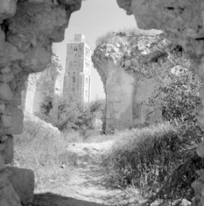 Ramle Ruines van de Witte Moskee met zicht op de Witte Toren die gotische kenme, Bestanddeelnr 255-3856