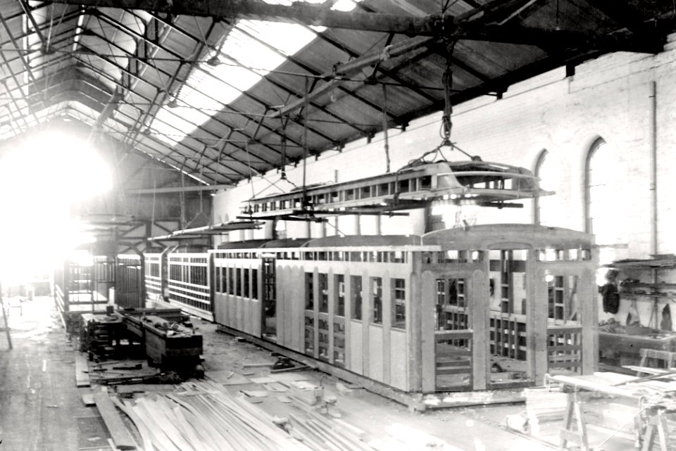 Railway carriages under construction at Duncan and Fraser ca 1909 (SLSA PRG-280-1-4-218)