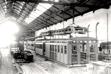 Railway carriages under construction at Duncan and Fraser ca 1909 (SLSA PRG-280-1-4-218)