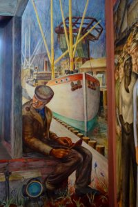 Railroad and Shipping by William Hesthal, detail - Coit Tower, San Francisco, CA - DSC04742