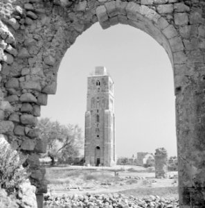 Ramle Ruines van de Witte Moskee met zicht op de Witte Toren die gotische kenme, Bestanddeelnr 255-3857