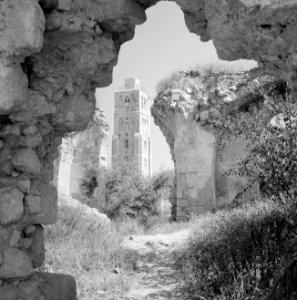Ramle Ruines van de Witte Moskee met zicht op de Witte Toren die gotische kenme, Bestanddeelnr 255-3854
