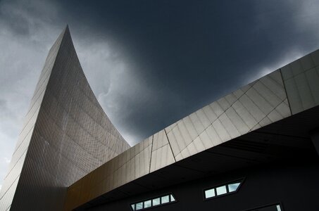 Architecture building stormy sky