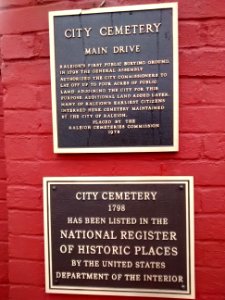 Raleigh City Cemetery plaque
