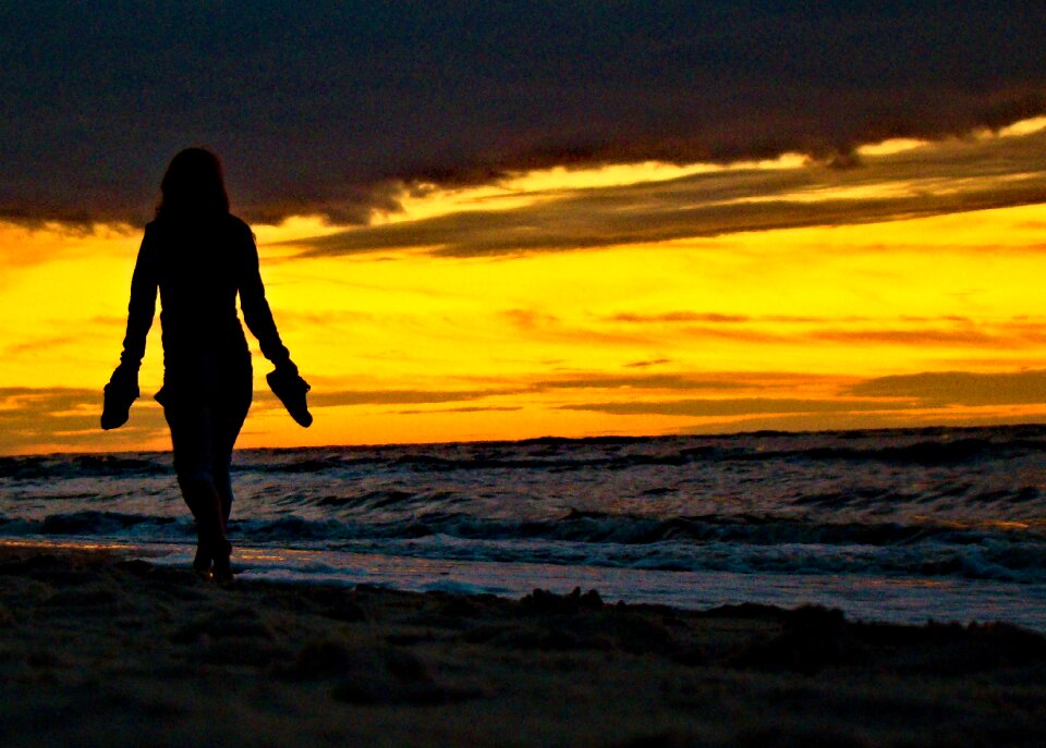 Girl the waves landscape