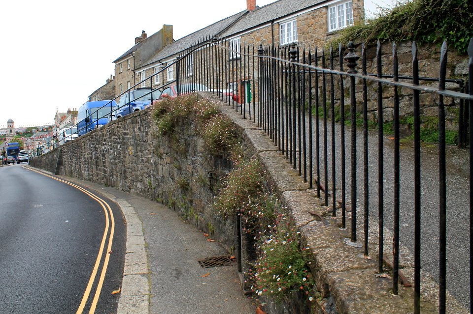 Raised Pavement, Walls, Steps And Railings At Junction Of West St And Helston Road Raised Pavement, Walls, Steps And Railings At Junction Of West Street And Helston Road