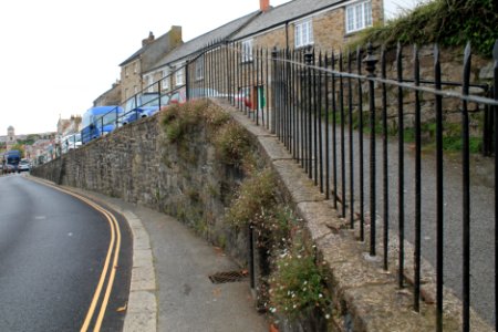Raised Pavement, Walls, Steps And Railings At Junction Of West St And Helston Road Raised Pavement, Walls, Steps And Railings At Junction Of West Street And Helston Road