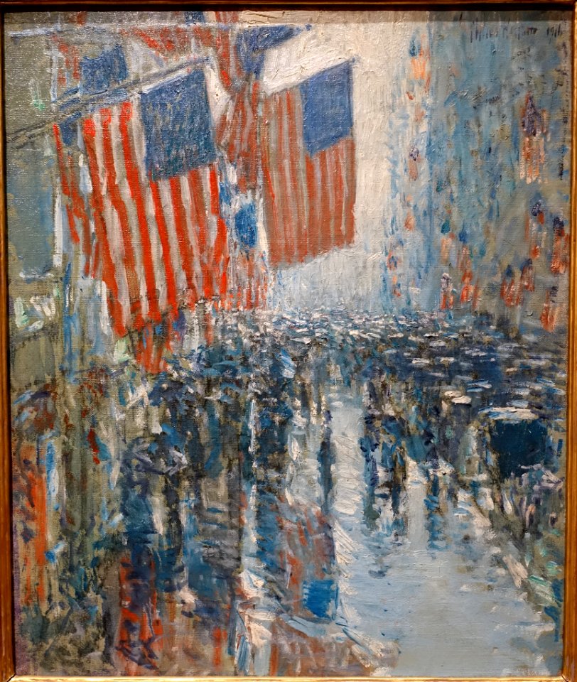 Rainy Day, Fifth Avenue, by Childe Hassam, American, 1916, oil on canvas - Princeton University Art Museum - DSC06938