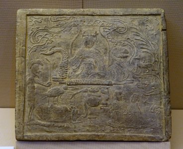 Queen of the West Heaven, China, unearthed at Xinfan, Xindu District, Chengdu City, Eastern Han dynasty, 25-220 AD, tomb tile - Sichuan Provincial Museum - Chengdu, China - DSC04794