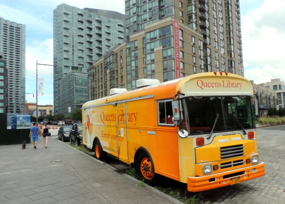 Queens PL bookmobile on Center Boulevard jeh