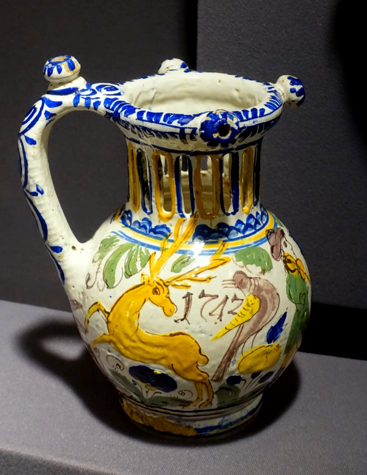 Puzzle jug, Slovakia, Haban-Slovak, 1742, faience - Museum of Anthropology, University of British Columbia - DSC08869