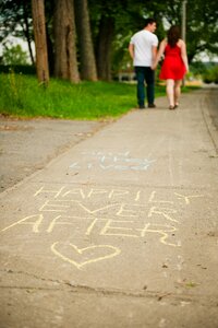 Chalk sidewalk couple photo