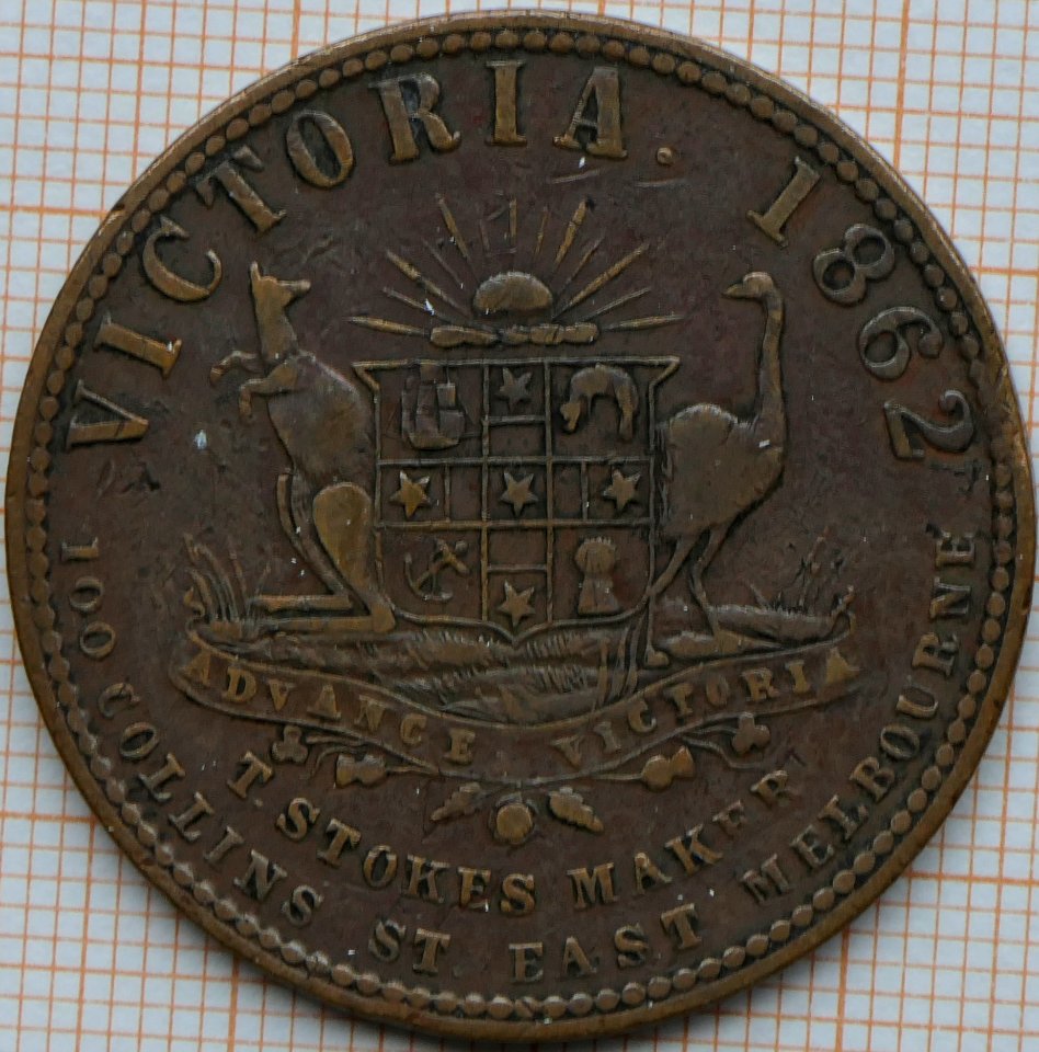R572 Australian Penny Token, 1862, T.Warburton - reverse