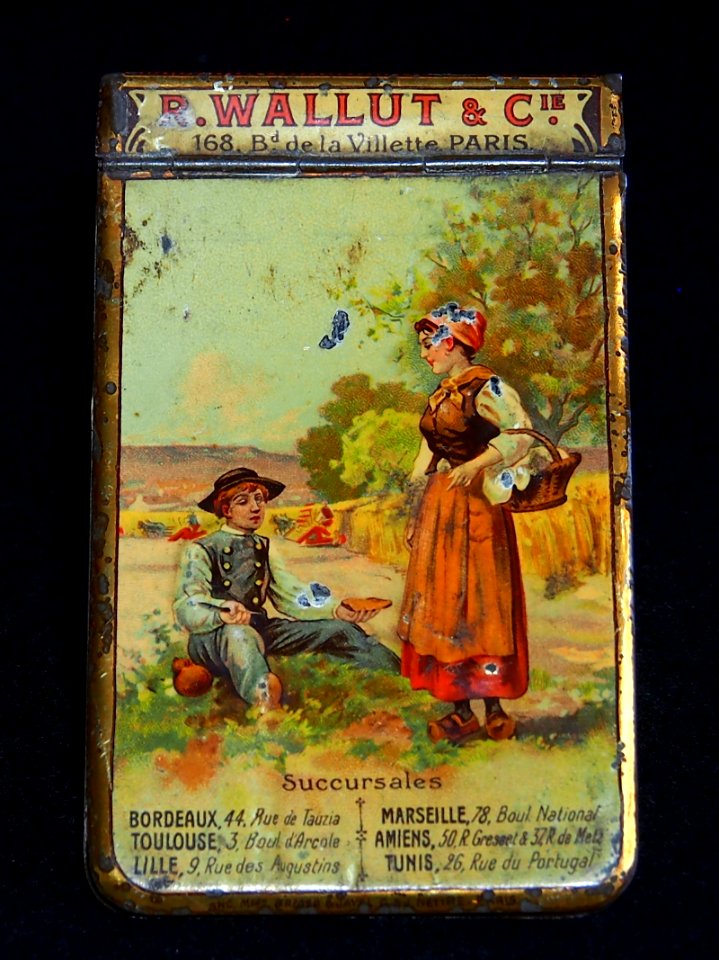 R Wallut et Cie, 168 Bd de la Villette, Paris, tin notebook cover