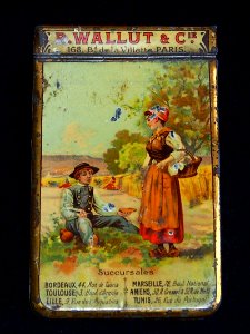 R Wallut et Cie, 168 Bd de la Villette, Paris, tin notebook cover