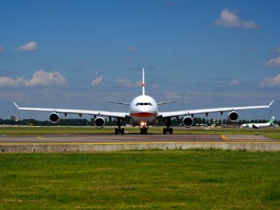 PZ-TCP Surinam Airways Airbus A340-311 taxiing at Schiphol (AMS - EHAM), The Netherlands, 18may2014, pic-3