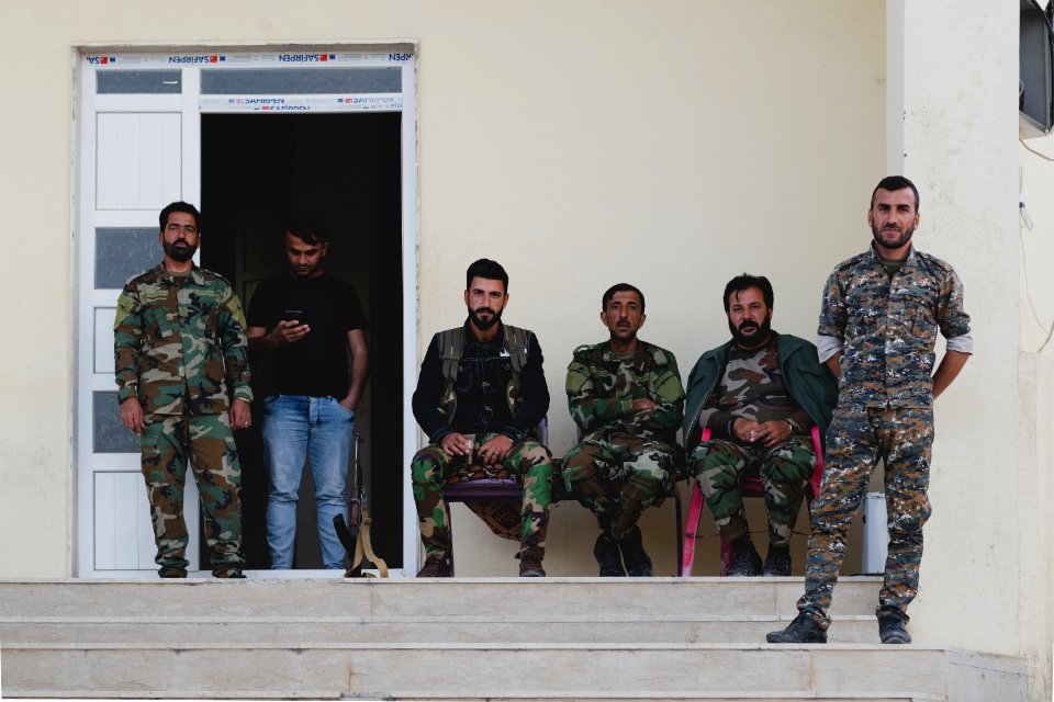 Qasim Shesho's Ezidi Peshmerga at the shrine of Sharaf al-Deen nestled into the Shingal mountains near Sinune village 37