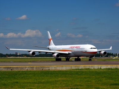 PZ-TCP Surinam Airways Airbus A340-311 taxiing at Schiphol (AMS - EHAM), The Netherlands, 18may2014, pic-2 photo