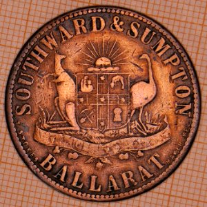 R485 Australian Penny Token, ND, Southward & Sumpton, Ballarat - reverse