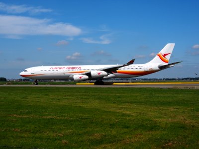 PZ-TCP Surinam Airways Airbus A340-311 taxiing at Schiphol (AMS - EHAM), The Netherlands, 18may2014, pic-7 photo