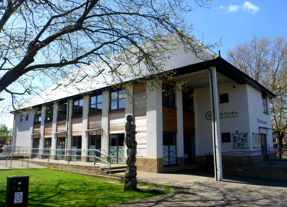 QE Park Centre (home of New Life Baptist Church), Queen Elizabeth Park, Guildford (April 2014, from Northeast)