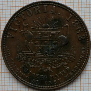 R510 Australian Penny Token, 1862 T. Stokes - obverse photo