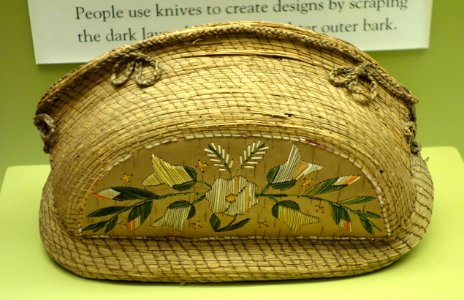 Quilled sweetgrass basket, Ojibwe, undated - Wisconsin Historical Museum - DSC02943
